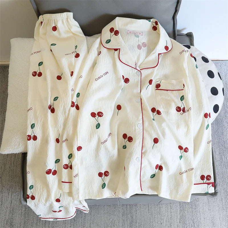 TAMBREET Women Pajamas Sets Long Sleeve Nightwear Top and Pants Sleepwear 2 Piece Pjs Loungewear Bear Print Cute Pyjamas Set Nightwear