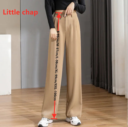 TAMBREET Women'S Loose Spring Summer 2024 New High Waist Wide Legs Slim Casual Trousers Korean Fashion Trend Female Suit Straight Pants