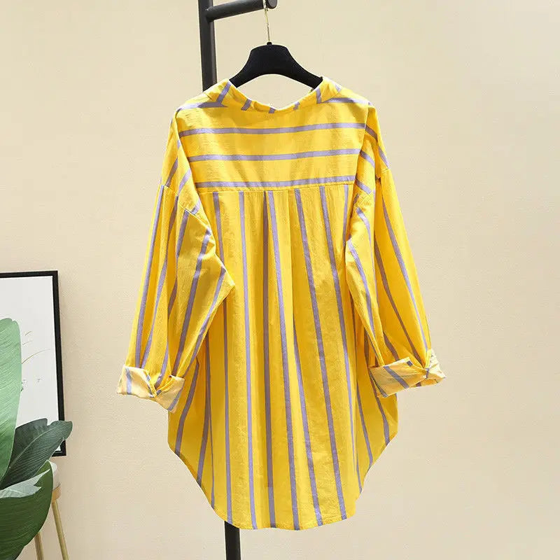 TAMBREET Women Shirt And Blous Striped Spring 2024 New Batwing Sleeve Loose Fashion Tops For Woman Female Clothing Preppy Style Y2k Style