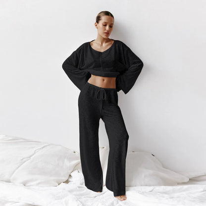 TAMBREET Women Sleepwear Sexy White Fashionable Long Sleeved Pants and Pajamas Two-piece Wholesale Women's Home Clothing Pijama 란제리