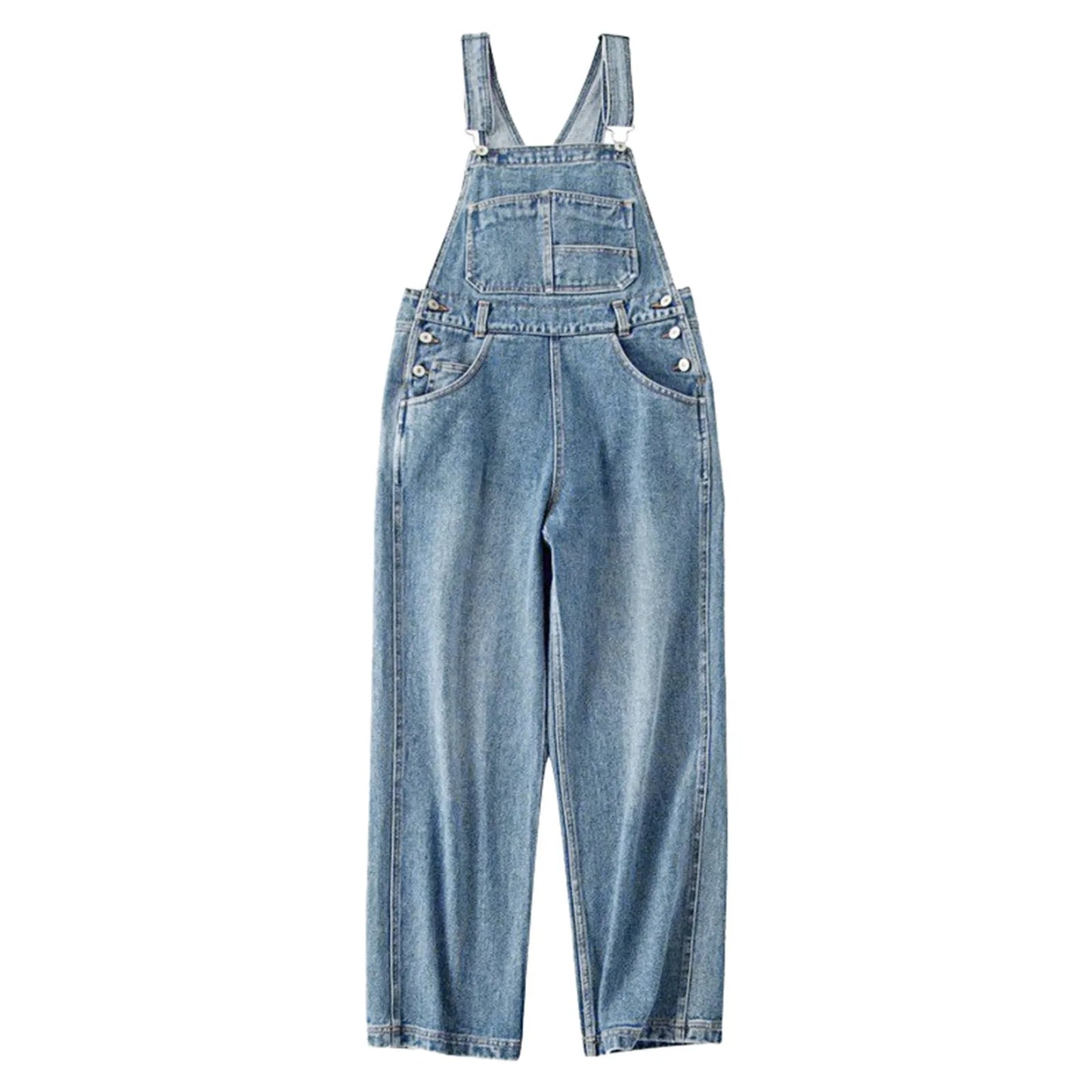 TAMBREET Women's Fashion Oversized Strap Design Wide Leg Jeans Jumpsuits Rompers Overalls 2024 Autumn New Streetwear Cowboy Pants