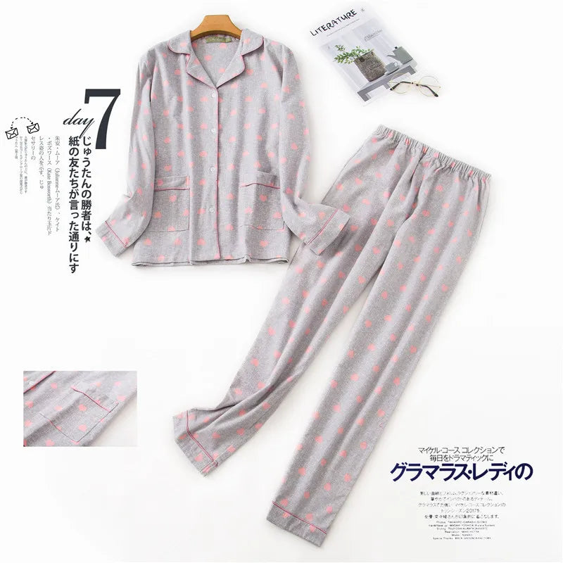 TAMBREET Women's Pajamas Plus Size S-XXXL Clothes Ladies Flannel Cotton Home Wear Suit Autumn Winter Pajamas Plaid Print Sleep Tops