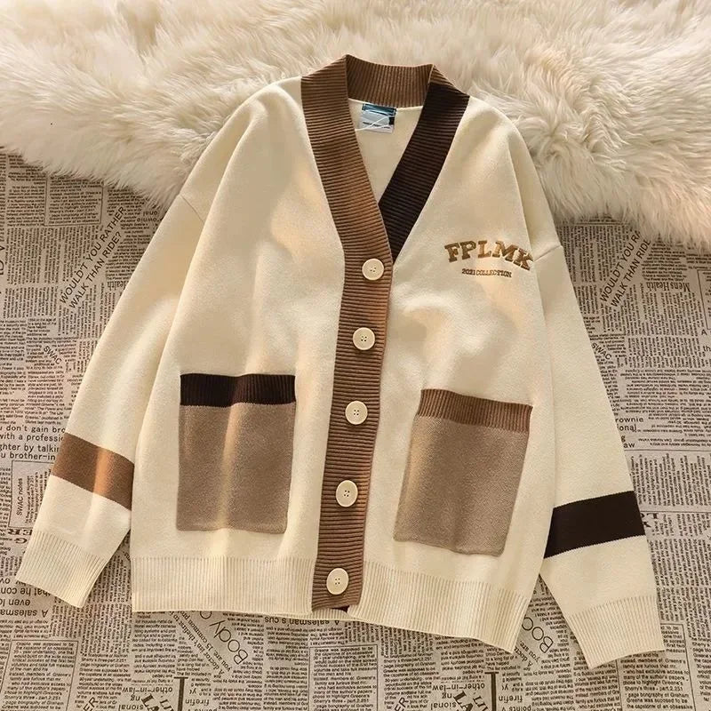 TAMBREET Women's Sets 2024 New College Style Striped Shirts Knitted Coat Pleated Skirts Fashion Ladies Sweet Three Piece Women's Clothing