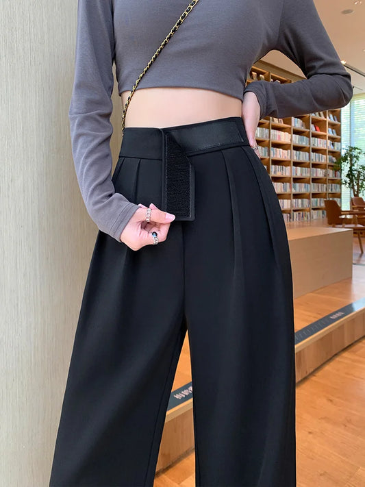 TAMBREET Women's Tailoring Suits Pants Traf Korean Fashion Office Lady Elegant Wide Summer Pants High Waist Pantalones de Mujer Jumpsuits