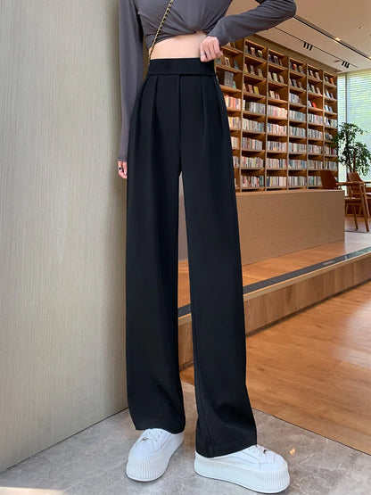 TAMBREET Women's Tailoring Suits Pants Traf Korean Fashion Office Lady Elegant Wide Summer Pants High Waist Pantalones de Mujer Jumpsuits