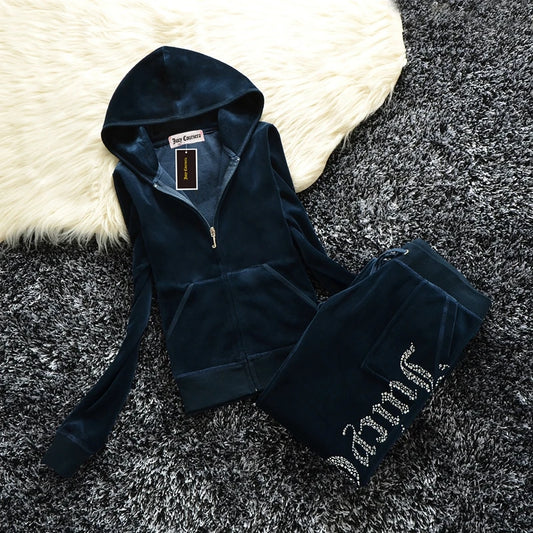 TAMBREET Women's Tracksuit Set Fashion Brand Juicy Coursera Long Sleeve Hooded Sweatshirt and Pant Set Two Piece Set Casual Jogging Suit