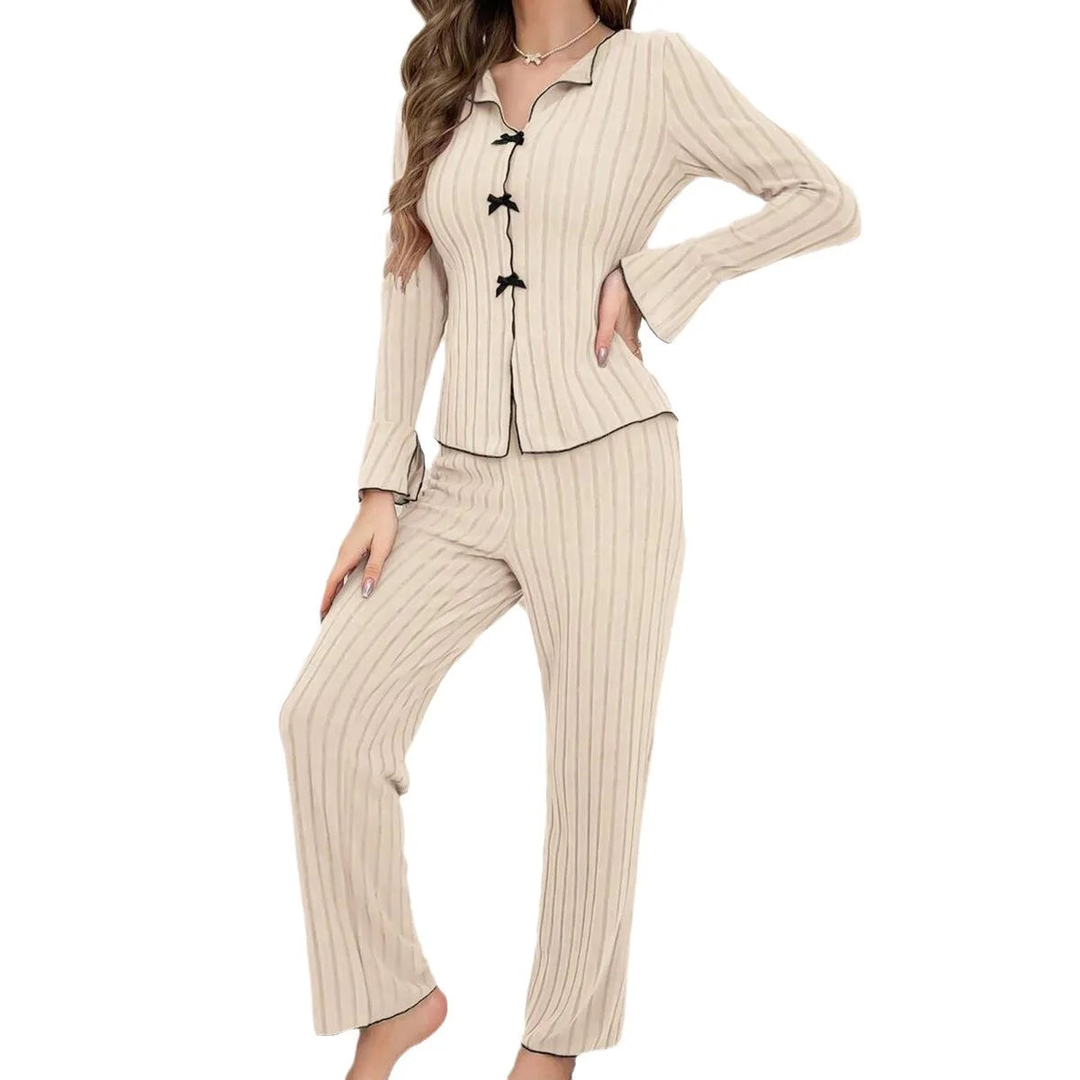 TAMBREET Women's Two-piece Pajamas Autumn And Winter Home Warm Casual, Fashionable And Wearable Home Clothes Set For Women