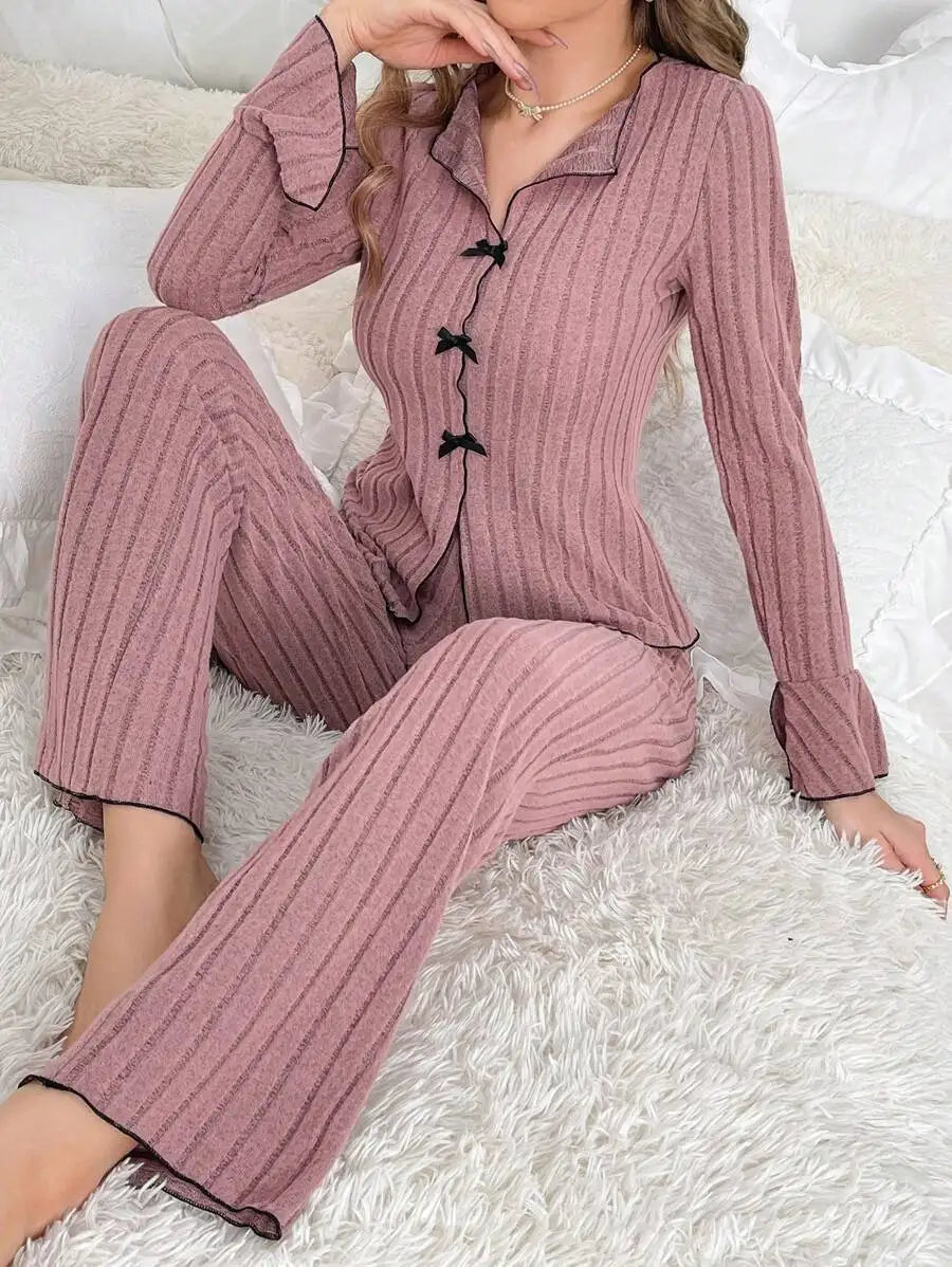 TAMBREET Women's Two-piece Pajamas Autumn And Winter Home Warm Casual, Fashionable And Wearable Home Clothes Set For Women