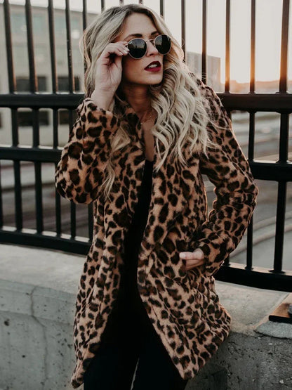 TAMBREET Women's Warm Faux Fur Jackets Coat Leopard Leisure Women Winter Shaggy Fur  Jackets Thick Fluffy Luxury Bontjas Outerwear 2024