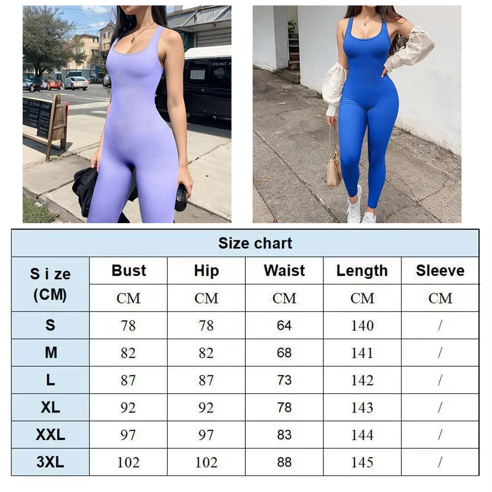 TAMBREET Women's Yoga One Piece Tracksuit Jumpsuit Seamless Sportswear Yoga Suit Gym Push Ups Fitness Workout Bodysuit Big Size 3XL