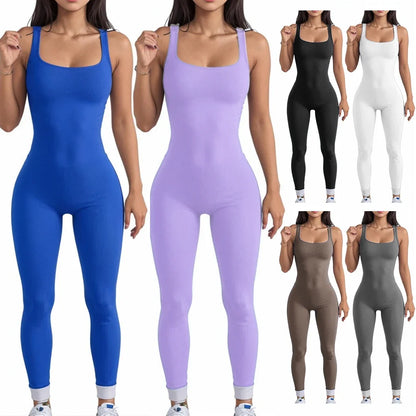 TAMBREET Women's Yoga One Piece Tracksuit Jumpsuit Seamless Sportswear Yoga Suit Gym Push Ups Fitness Workout Bodysuit Big Size 3XL