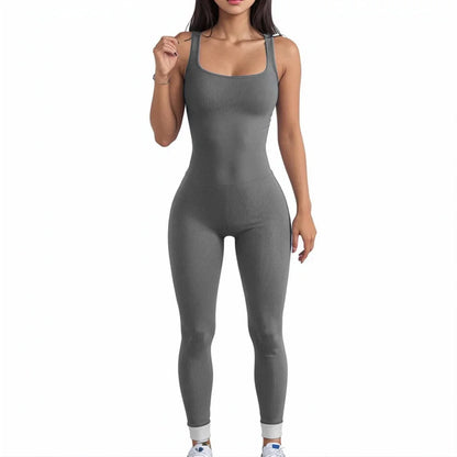 TAMBREET Women's Yoga One Piece Tracksuit Jumpsuit Seamless Sportswear Yoga Suit Gym Push Ups Fitness Workout Bodysuit Big Size 3XL