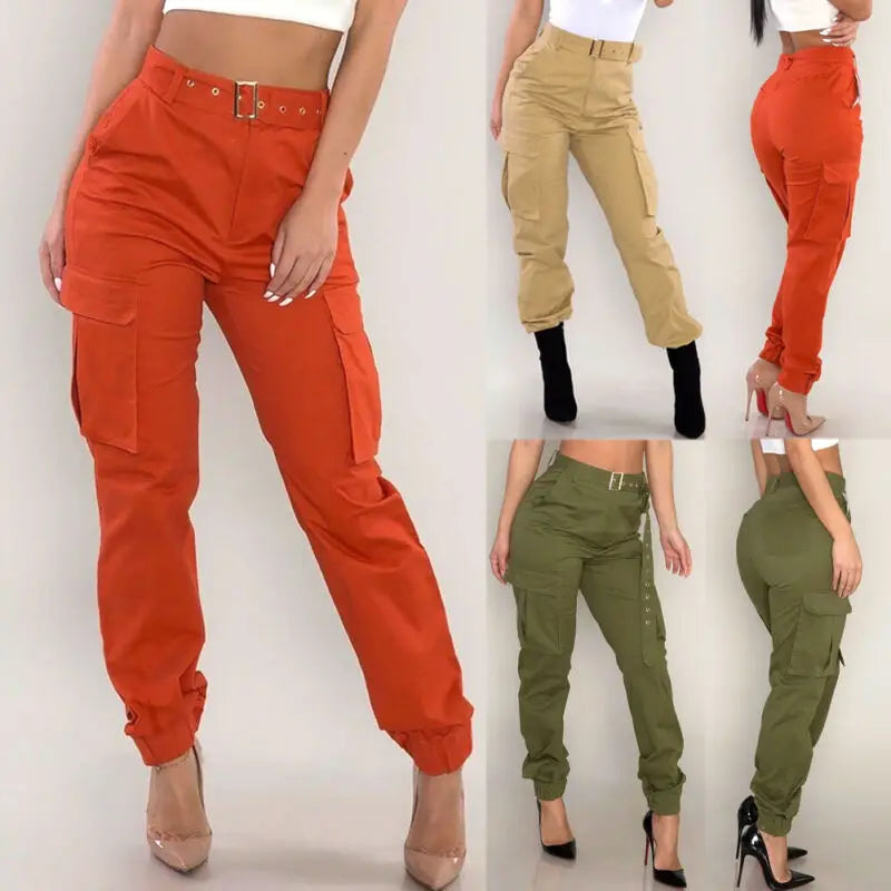 TAMBREET Womens Army Casual Cargo Trousers Pant Combat Military Jogger Cargo Sports Pants