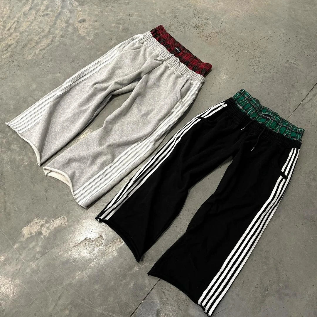 TAMBREET Y2K Fashion Simple Striped Casual Pants for Men and Women Retro Harajuku Loose Straight Pants High Waist Loose Hip Hop Sweatpant