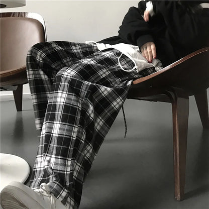 TAMBREET Y2K Plaid Pants For Women High Waist Gothic Grunge Pants Women's Baggy Alt Clothing Alternative Clothes Fairycore Streetwear