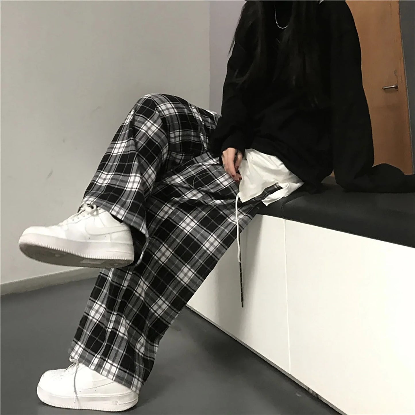 TAMBREET Y2K Plaid Pants For Women High Waist Gothic Grunge Pants Women's Baggy Alt Clothing Alternative Clothes Fairycore Streetwear