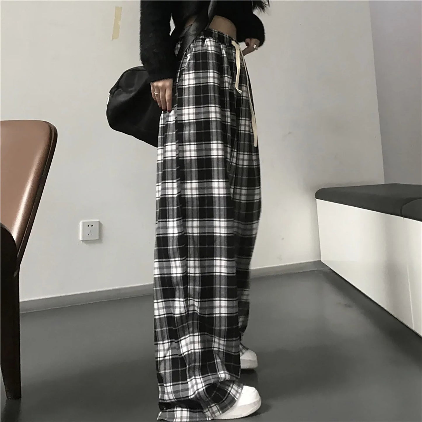 TAMBREET Y2K Plaid Pants For Women High Waist Gothic Grunge Pants Women's Baggy Alt Clothing Alternative Clothes Fairycore Streetwear