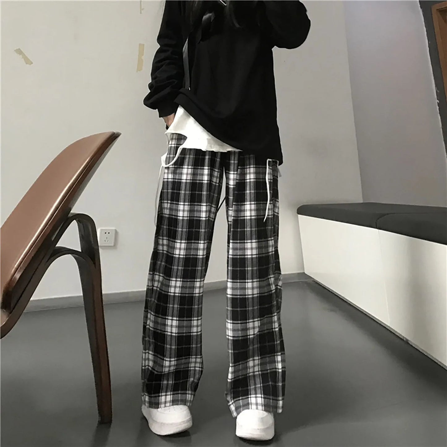 TAMBREET Y2K Plaid Pants For Women High Waist Gothic Grunge Pants Women's Baggy Alt Clothing Alternative Clothes Fairycore Streetwear