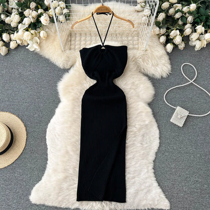 TAMBREET YuooMuoo Chic Fashion Sexy Package Hips Split Knitted Summer Dress Women Slim Elastic Bodycon Party Dress Streetwear Outfits