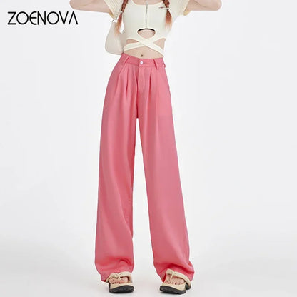 TAMBREET ZOENOVA Fashion Candy Color Loose Jeans 2024 New High Waist 100% Lyocell Tencel Wide Leg Jeans Casual Style High Street Style