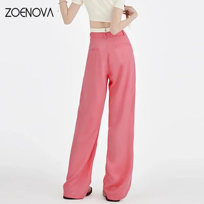 TAMBREET ZOENOVA Fashion Candy Color Loose Jeans 2024 New High Waist 100% Lyocell Tencel Wide Leg Jeans Casual Style High Street Style