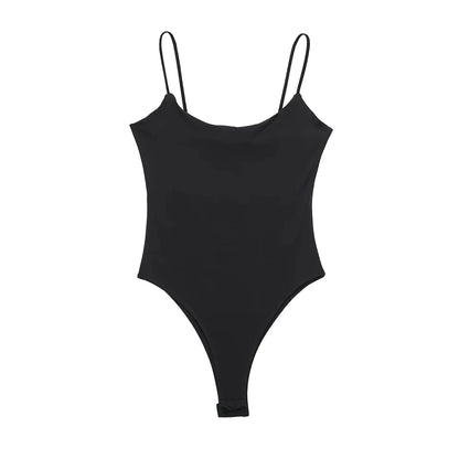 TAMBREET ZRN-Skinny Bodysuits for Women, Backless, Thin Straps, Snap-button, Female Playsuits, Sexy Fashion