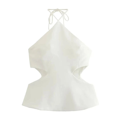 TAMBREET ZRN-Women's Backless Halter Neck Tank Tops, Female Camis, Tied, Hollow Out, Sexy, Fashion