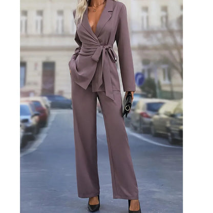 TAMBREET sets for women 2 pieces Spring and Autumn new European and American loose slimming high-end cool casual pants two-piece set